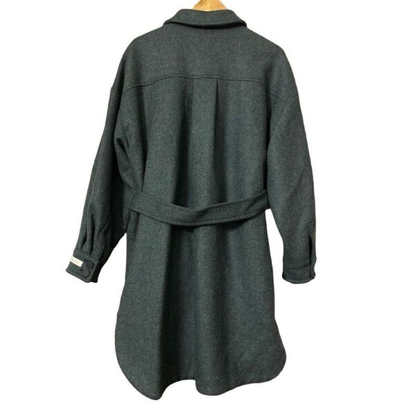 Ted Baker Emerii Oversized Belted wool blend Shacket shirt jacket XXL green new - Picture 6 of 15